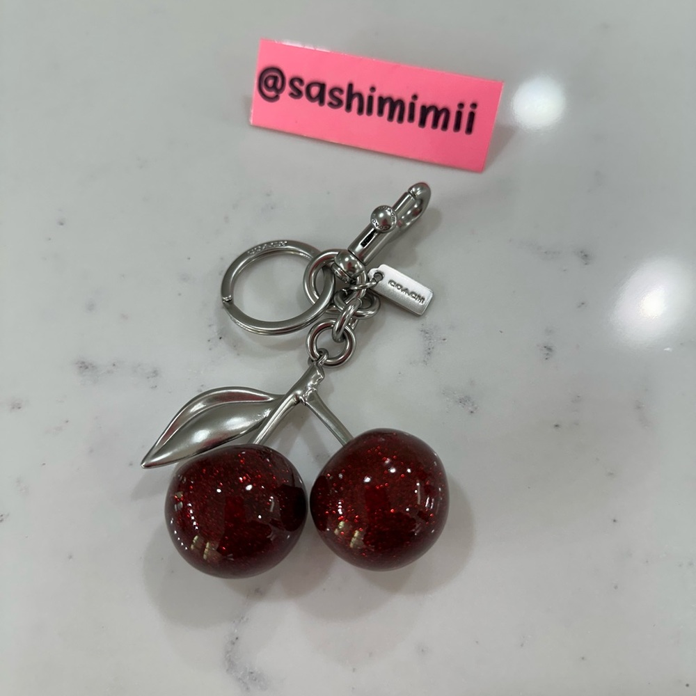 Coach Cherry Bag Charm (Silver/Red Apple) 100% AUTHENTIC